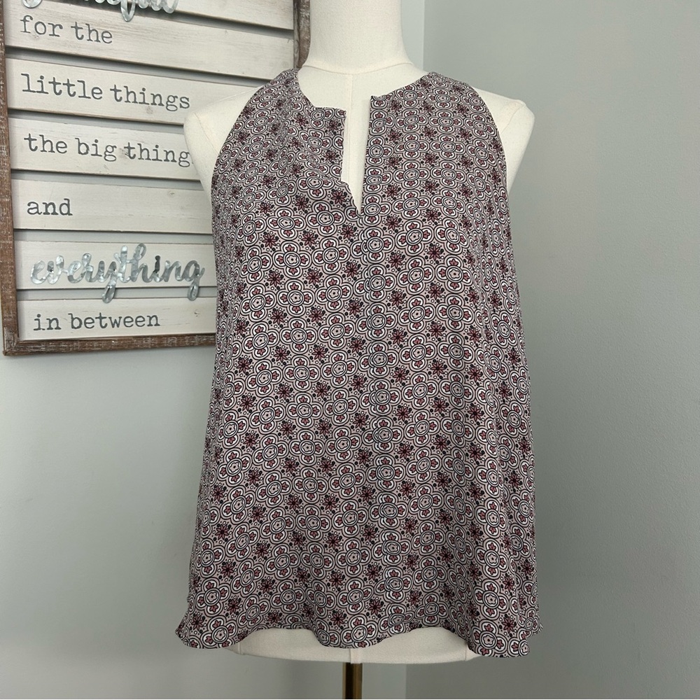 LOFT Blouse Halter Style Draping Racer Back Floral Print Top Loose Fit size S - Picture 1 of 13